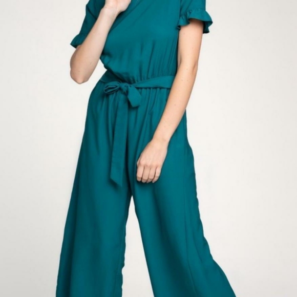 Emerald Green Jumpsuit (ankle) - Picture 3 of 4